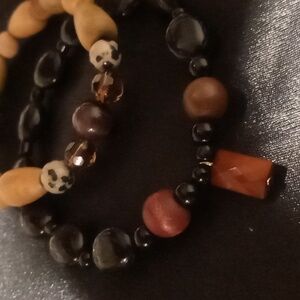 Men's bracelet jewelry wooden & natural stone beaded with resin accents